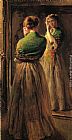 Green Canvas Paintings - Girl with a Green Shawl